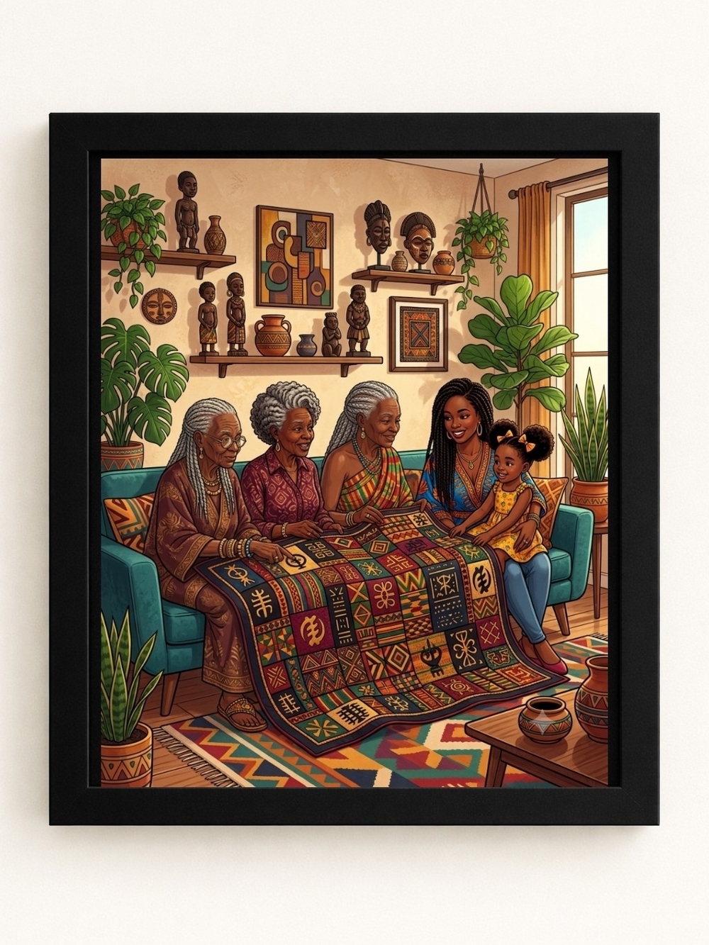 8x10 Framed African Family A.i. Art Print